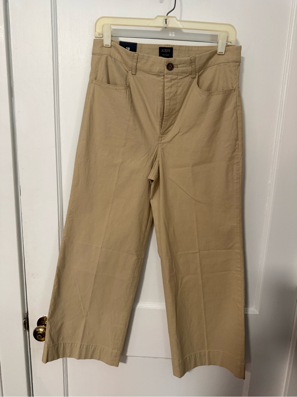 J. Crew Women’s Wide-Leg Tan Chino Ella Pants Khakis NWT Size 28